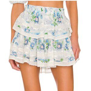 LoveShackFancy Ruffle Mini Skirt Blueberry Cloud Size Small